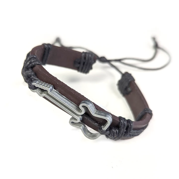 Guitar Leather Bracelet (Unisex) - Brown
